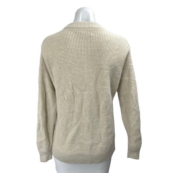 Aritzia Wilfred Cream Wool Waffle Knit Mock Neck Long Sleeve Sweater Top Size XS - Picture 2 of 4